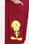 Zivame Looney Tunes Knit Cotton Mid Length Nightdress - Beet Red — thumbnail 6